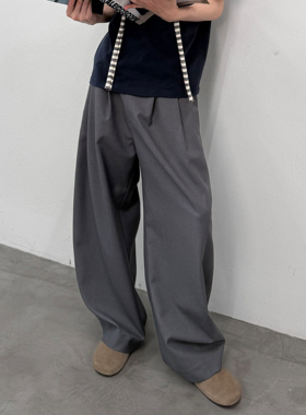 roaringwild a arch 咆哮野兽 黑色侧缝明线弯刀裤宽松阔腿西裤男