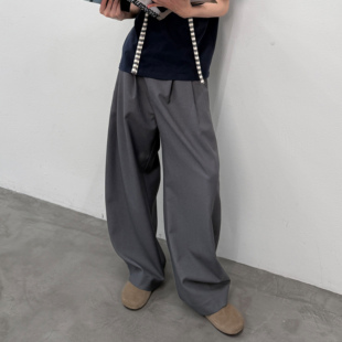 宽松阔腿西裤 arch 灰色侧缝明线弯刀裤 男 咆哮野兽 roaringwild