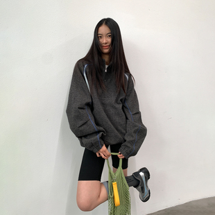 咆哮野兽 arch 复古拼接半拉链秋冬连帽夹克外套男 roaringwild