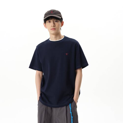 roaringwild a arch 咆哮野兽 华夫格t恤夏季基础宽松圆领短袖男