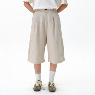 白色莱赛尔棉麻休闲灯笼五分短裤 roaringwild 咆哮野兽 arch 男