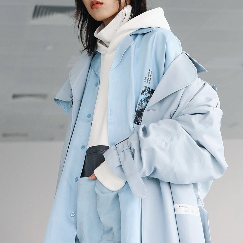ROARINGWILD AW18 Roaring wild animals Water blue Wide Windbreakerin the Women's clothing/Boutique , Windbreaker  category - from Buy2taobao.com to provide professional Taobao agent buy service
