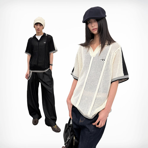 ROARINGWILD拼接POLO针织衫