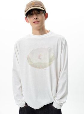 roaringwild a arch 咆哮野兽 白色邮票印花雪花棉长袖T恤