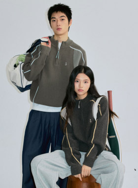 roaringwild a arch 咆哮野兽 拼接撞色针织衫秋冬情侣毛衣男外套