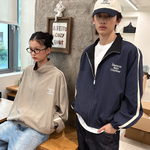 roaringwild双面穿条纹廓形夹克