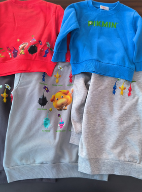 男童皮克敏加绒卫衣2025冬款卡通套头上衣保暖日单pikmin衣服外贸