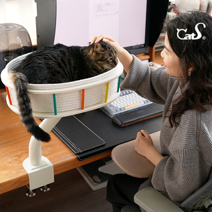 CatS猫家具猫工位陪伴型猫床可调节桌面彩色猫窝碳钢支撑结实稳固