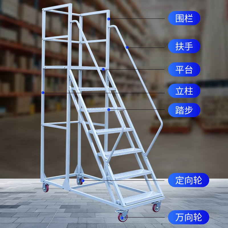 登高梯移动平台梯仓库登高车专用梯子超市上货取货理货带轮平台梯