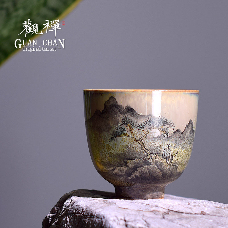 景德镇柴烧全手工孤品功夫茶杯