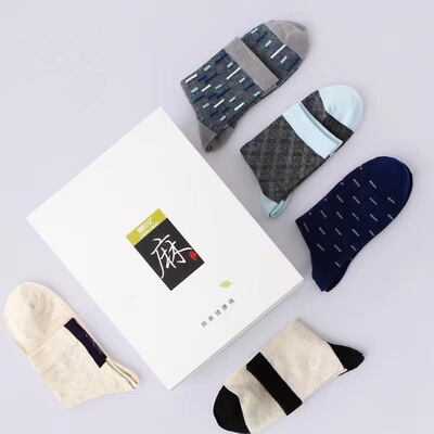 振汉秋冬厚款男袜苎麻袜棉麻袜