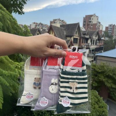 宝娜斯纯棉袜秋冬厚款堆堆袜