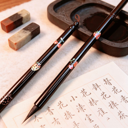 螺钿笔杆紫毫毛笔书法国画专用笔字面清洁笔绘画练字笔