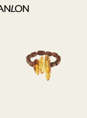 自然论松香戒指蜜蜡木珠串珠棕色琥珀随形天然石戒指