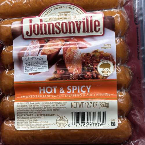 代购美国进口 Johnsonville烟熏辣椒肠/美国香肠肉肠 六根 360G