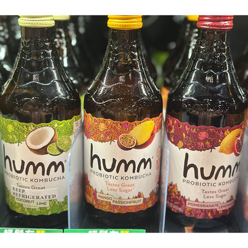 HUMM有机茶菌发酵茶椰子青柠、芒果热情果、红石榴柠檬多口味三瓶