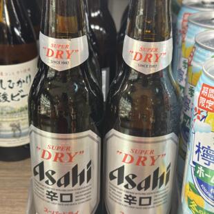 ASAHI 334ML 朝日super 玻璃瓶装 6瓶 dry辛口生啤啤酒 日本进口