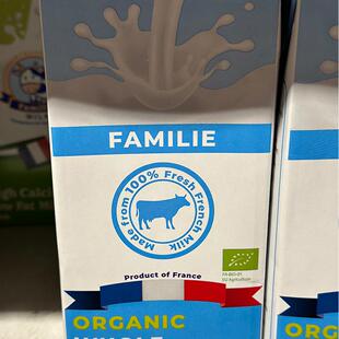 代购法国进口 FAMILIE有机全脂牛奶/纯牛奶 1升