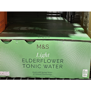 英国进口M&S/玛莎低糖接骨木花味汤力水light tonic water150ml*8