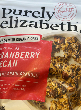 美国进口 Purely Elizabeth无麸质蔓越莓山核桃燕麦早餐 340克