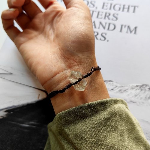 双尖天然绿水晶原石手链项链礼物