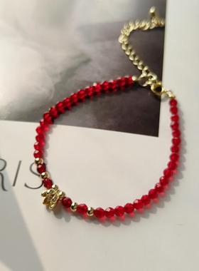 天然细红尖晶花手链本命年