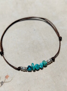 春迟清迈松石925银手绳可调节