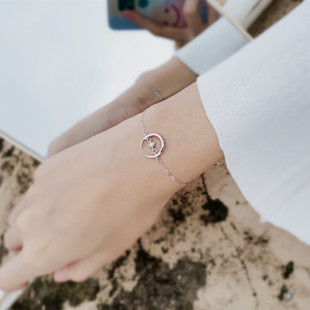 星芒月亮s925银闪钻细个性学生日韩精致手链简约清新潮小众女礼物