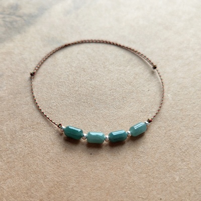 蓝水翡翠米珠细小女手绳
