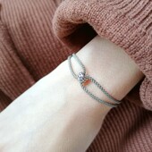 古银圈 设计925银复古简约百搭男女日韩文艺原创黑灰冷淡小众手绳