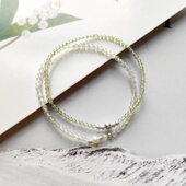 青柠 小清新淡淡绿葡萄石橄榄淡水珍珠细小串珠弹力百搭小众手链