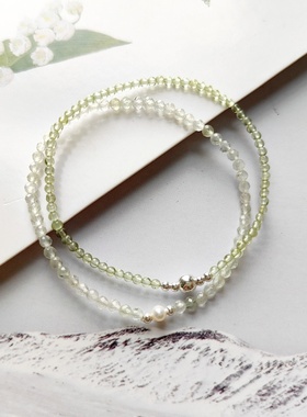 清新色系细小串珠天然石手链