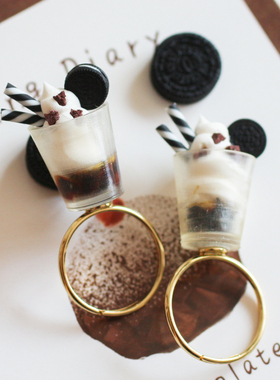 精致可爱奥利奥冰淇淋杯冰饮戒指