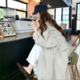 韩版 2026新款 高级感宽松休闲大衣 春秋季 米白色立领风衣外套女长款