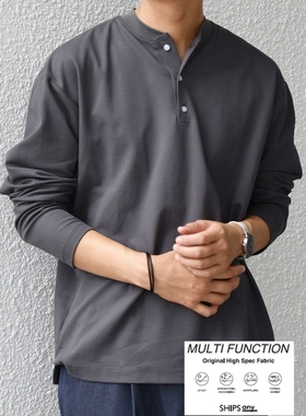 日本代购 SHIPS any 亨利领抗菌防臭长袖T恤 0025