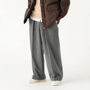 男款 羊毛法兰绒宽裤 BEAMS 1095 VIP限时7折