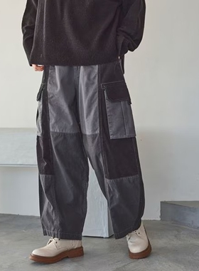 东京胖黄瓜日本代购 niko and ... 拼接布宽松休闲裤  578189