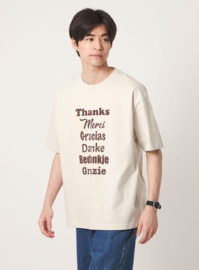 【VIP限时6折】代购 GLR＜OAFISH＞THANKS 印花T恤 0023