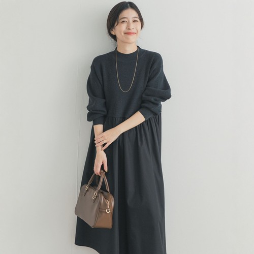 【VIP限时7折】东京胖黄瓜 DOORS 针织拼接连衣裙 DRA7-26R103