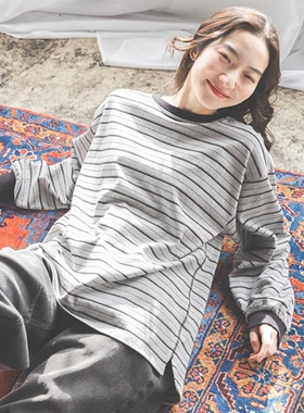 东京胖黄瓜日本代购  niko and... 条纹宽松T恤 612978