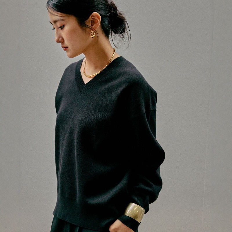 【VIP限时6折】日本代购 GLOBAL WORK 女款 V领套头针织衫 571342