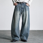 东京胖黄瓜日本代购 WYpt1678 弧形垂坠牛仔裤 WYM LIDNM