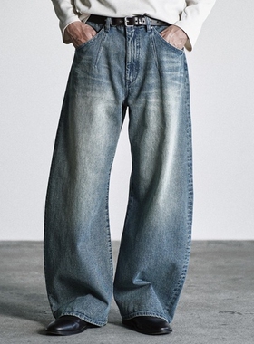 东京胖黄瓜日本代购 WYM LIDNM 弧形垂坠牛仔裤 WYpt1678