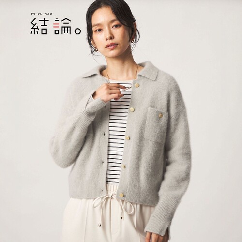 日本代购 green label relaxing 女款 狐毛混纺针织开衫 0031