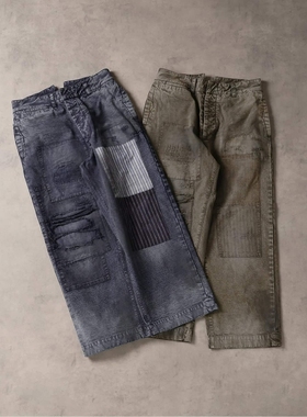 日本代购 J.S.Homestead 做旧宽松阔腿牛仔裤 6010