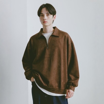 东京胖黄瓜日本代购 RAGEBLUE 仿麂皮半拉链卫衣 598023