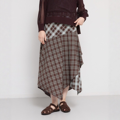东京胖黄瓜日本代购 THE SHOP TK 不对称格纹半身裙 040-75003