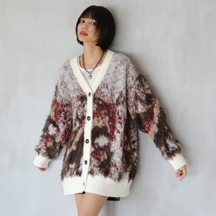 VIP限时9折 提花V领针织开衫 日本代购 女款 599708 PAGEBOY