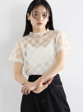 日本代购 RAGEBLUE 女款 格纹透视T恤 498269