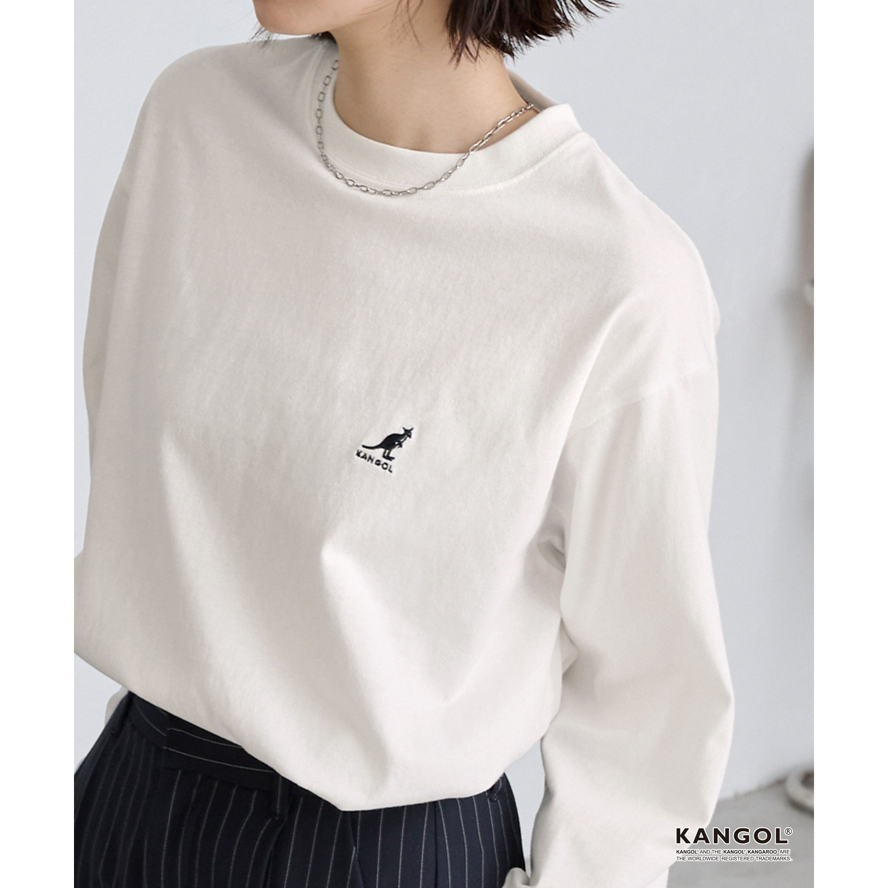 【7折】日本代购 KANGOL 男女款 标志刺绣长袖T恤 ls556